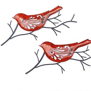 Home wall decor metal birds set 2 rusty black